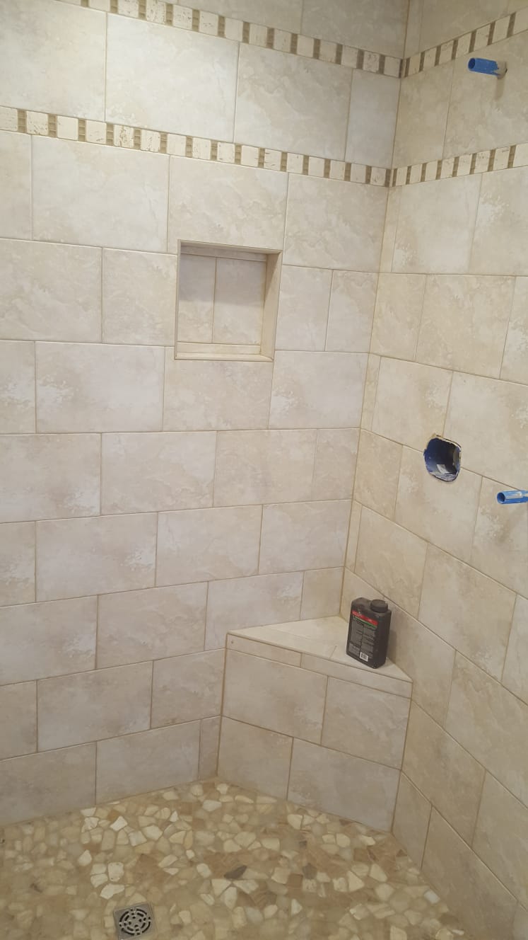 Custom Marble Shower with Decorative Borders